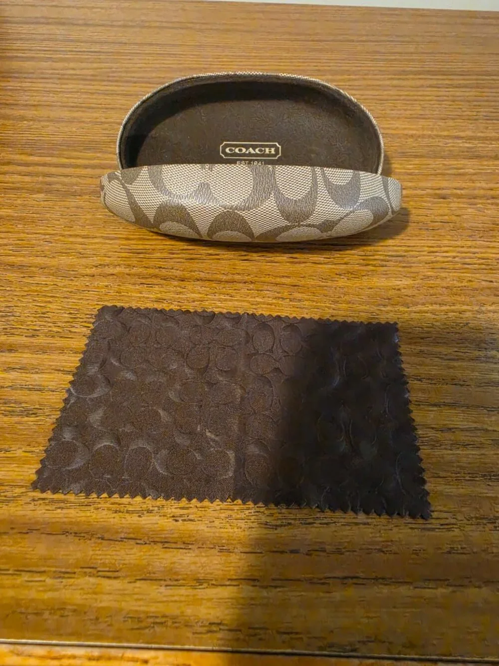 COACH Signature Glasses Case Brown Monogram Hard Clamshell Sunglasses Eyeglass